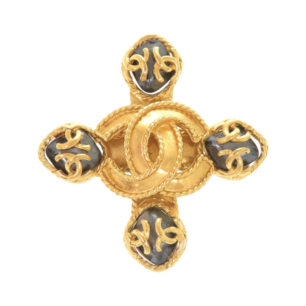 CHANEL Vintage Gold Logo Brooch
